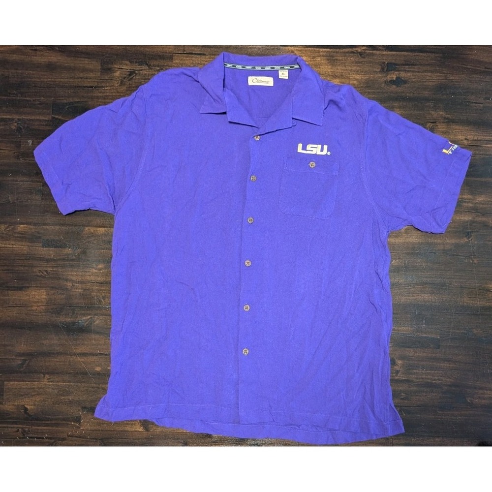 Chiliwear LSU Tigers Mens XL Purple Rayon Camp Shirt Embroidered NCAA Button Up